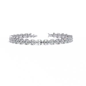 Women's White Gold Diamond Bracelet Round Brilliant Cut Natural GIA Certified Classic Wedding Jewelry - Product Image 1