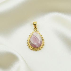 Pendentif en rhodochrosite naturelle, argent sterling 925, forme goutte d'eau, fait main, style vintage bohème, bijou en cristal de guérison, cadeau pour elle - Product Image 4