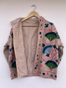Chaqueta Suzani Estampada Artesanal al por Mayor, Chaqueta Bohemia de Algodón Tejido con Cuello Alto, Abrigo Regular para Otoño/Invierno, Unisex - Product Image 1