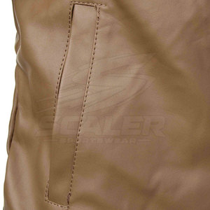 Chaqueta de Cuero para Hombre, Estilo Casual Diario, Invierno, Cuero Genuino de Vaca, Cierre Completo, Forro Cálido, Cuello Alto a la Moda, Logotipo Frontal - Product Image 6