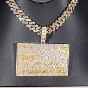 Colgante de tarjeta de crédito de moissanita de lujo con incrustaciones de diamantes, joyería de oro estilo hip hop, diseño de tarjeta personalizado inspirado con brillo de diamante completo - Product Image 2