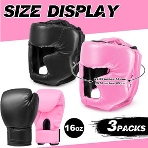 Conjunto de 3 Piezas de Equipo de Boxeo: Protector de Cabeza de Cuero Resistente a Impactos y Guantes de Boxeo para Hombres, Mujeres y Jóvenes Principiantes - Product Image 5