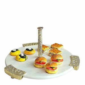 Soporte de pastel de diseño de forma redonda chapado en oro Material de mármol de aluminio Soporte de pastel de cumpleaños de fiesta de calidad superior - Product Image 1