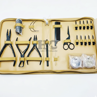 HOOPER COMPANY Kit d'outils professionnels pour extensions de cheveux à usage commercial, pinces, pochette, pinces à cheveux en acier inoxydable, aiguilles en forme de C
