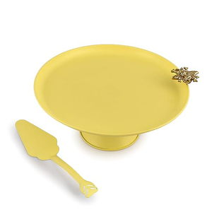 Soporte para Pastel Royal Hive con Servidor de Pastel, Soporte para Cupcakes para Fiestas, Soporte Redondo de Metal para Pastel en Color Amarillo Mantequilla - Product Image 2