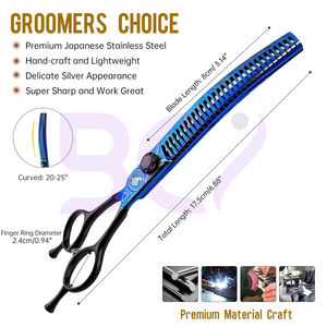 กรรไกรตัดผมคุณภาพพรีเมียม ขนาด 7.0 นิ้ว สีดำและสีน้ำเงิน น้ำหนักเบา ทนทาน จากผู้ผลิตที่ดีที่สุด ดีไซน์ทันสมัย ผลิตตามสั่ง - Product Image 2