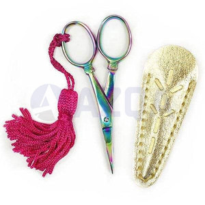 Stainless Steel Art Nouveau Embroidery <b>Scissors</b> Gold Plasma Coated with Gold Pouch for <b>Sewing</b> and Needlework - Product Image 4