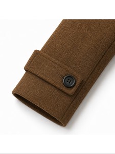 Abrigo de lana de doble botonadura para hombre, con solapa con muescas, manga larga y gruesa, tejido de lana, color marrón. - Product Image 2