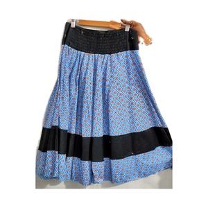 Women's High Quality Cotton Printed Solid Casual A-Line <b>Knee</b>-<b>Length</b> <b>Skirt</b> Elastic Back Plus Size Woven Fabric Natural Waistline - Product Image 1
