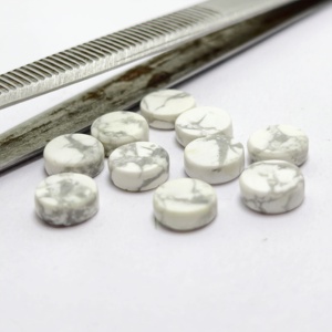 Disque plat en howlite blanche, pierre précieuse polie en vrac pour la fabrication de bijoux - Product Image 2