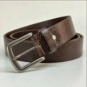 Ceinture en cuir véritable marron uni avec boucle ardillon, décontractée, légère, durable, en cuir de vachette, moulée d'une seule pièce, provenant du Bengale occidental - Product Image 4
