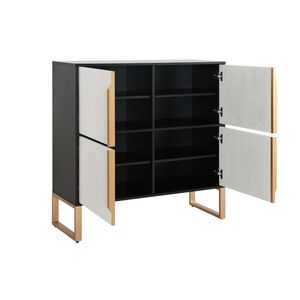 Credenza a Quattro Ante da 42 Pollici con Base in Metallo e Maniglie, per Cucina o Soggiorno - Product Image 5