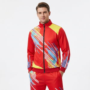 Ensemble de survêtement décontracté pour homme, rouge, à capuche, écologique, fermeture éclair intégrale, sportif, jogging, séchage rapide, polyester, vêtements d'hiver - Product Image 5
