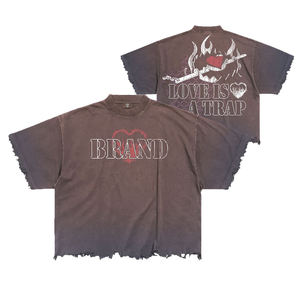 BrandSummer Men's Oversized Cotton <b>T</b>-<b>Shirt</b> Skull Pattern Streetwear Short Sleeve O-Neck Printed Tee Red <b>Purple</b> Pink - Product Image 2