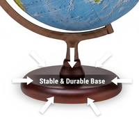 Grand globe de bureau en métal, carte du monde colorée et détaillée avec un support noir robuste |   Globe géographique éducatif pour les étudiants, décoration de bureau
