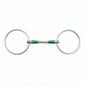 Premium Stainless Steel Loose Ring Snaffle Green Double <b>Jointed</b> Mouth Horse Bit Copper <b>Roller</b> Comfortable High Quality - Product Image 1