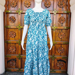 Nuevo Vestido de Verano Estilo Boho Vintage Retro, Corte en A, Algodón, Talla Grande XL, Personalizable con Logotipo, Lazo, Casual, Sexy, Manga Corta, Maxi, ODM - Product Image 1