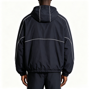 New Arrival Custom Logo Reflective Piping Oversized Streetwear Nylon Waterproof Eco-Friendly Winter Thick <b>Jacket</b> Windbreaker <b>Men</b> - Product Image 3