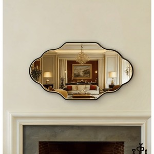 Espejo de Maquillaje Redondo de Pared de Latón con Diseño de Hoja de Ginkgo, Marco Decorativo Estilo Shabby Chic, Soporte Ajustable, No Requiere Electricidad - Product Image 3