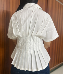 Conjunto de Camisa Entallada y Pantalón Balloon - Negro Blanco - Product Image 3