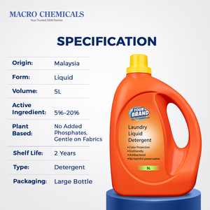 น้ำยาซักผ้าสูตรเข้มข้น ยี่ห้อ Great Malaysia Seller OEM สีเขียว ย่อยสลายได้ ป้องกันแบคทีเรีย สำหรับเครื่องซักผ้าฝาหน้าและฝาบน ขนาด 5 ลิตร สีแดง - Product Image 6