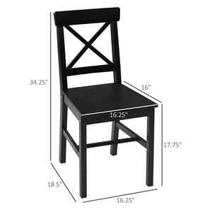 Set di 2 Sedie da Pranzo in Legno di Frassino Massiccio Stile Rustico con Schienale Incrociato Nero Rimovibile per Sala da Pranzo - Product Image 3