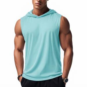 Sudadera con Capucha sin Mangas para Hombre, de Algodón, para Entrenamiento Físico, Sudadera con Capucha sin Mangas al por Mayor, con Logotipo - Product Image 1