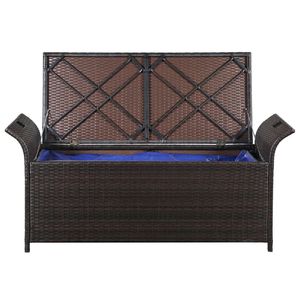 Banco de Patio Rectangular Grande de Mimbre Sintético (PE) en Color Marrón con Espacio de Almacenamiento - Product Image 5