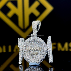 จี้เพชรทรงกลมและทรงบาแกตต์ประดับเพชรโมอิสซาไนต์สุดหรูสำหรับเด็ก สไตล์ฮิปฮอป ทำจากเงินแท้ 925 - Product Image 2