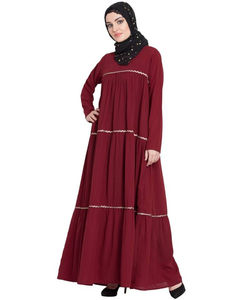 Thobe / Thawb de Alta Calidad, Nueva Abaya Árabe Bicolor para Mujer en Dubái con Hijabs a Juego, Vestido Musulmán Modesto - Product Image 3