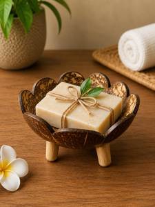 Support/Plateau/Porte-savon en noix de coco naturel et durable, étanche, design moderne, fixation par ventouse pour salle de bain - Haute qualité, prix avantageux - Product Image 1