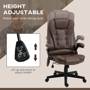 Sedia da Ufficio in Lino con Schienale Alto, Funzione di Massaggio Vibrante e Riscaldante, Sedia Direzionale Regolabile, Design Tradizionale, Colore Caffè in Nylon - Product Image 4