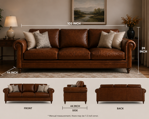 Sofá Chesterfield Clásico de Cuero de 3 Plazas con Brazos Enrollados, Muebles de Sala de Estar de Primera Calidad, Sofá Clásico de 3 Plazas - Product Image 2