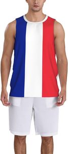 France Flag Basketball Jersey Sports Jerseys for Men Running Fitness Training Sleeveless <b>T</b> <b>Shirt</b> - Product Image 5