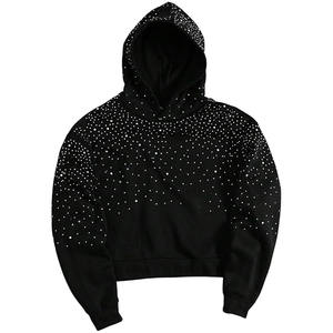 Sweat à capuche noir premium pour homme Mexion, collection Hiver 2026, avec strass élégants et design clouté, confortable - Product Image 1