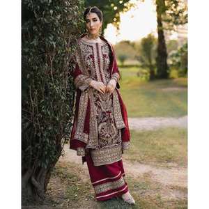 Ensemble de costumes de soirée pour femmes avec haut-Plazzo et Dupatta Heavy Embroidery Work - Product Image 3