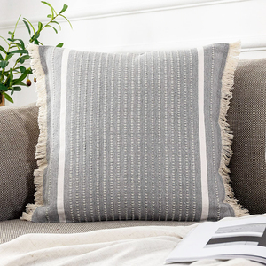 High Quality Woven Floor <b>Cushion</b> for Car Custom Size Handmade Cotton Square Pillow Covers with Fringe for Bedroom From India - Product Image 3