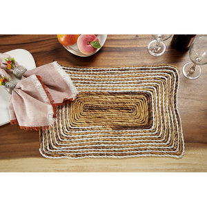 Abstract Rectangle <b>Jute</b> Woven Place Mat Kitchen Decorative Accessory - Product Image 4