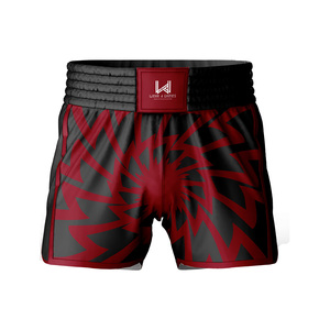 Shorts de boxe sportifs personnalisés, uniformes, norme internationale, 100% polyester, légers, respirants, logo sur le devant, unisexe - Product Image 2