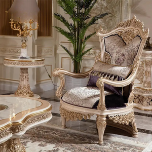 Juego de Sofás Seccionales Tapizados de Madera de Caoba Francesa de Lujo, Tallados a Mano, Ecológicos y Cómodos para Uso en Villas, Hoteles y Apartamentos - Product Image 6