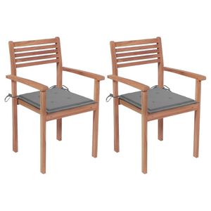 Juego de 2 Sillas de Jardín de Madera de Teca con Acabado Natural para Muebles de Patio - Product Image 1
