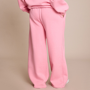 Pantalon de jogging ample rose pour femme en polyester et coton, coupe décontractée, longueur intégrale, avec logo personnalisé pour femme - Product Image 2