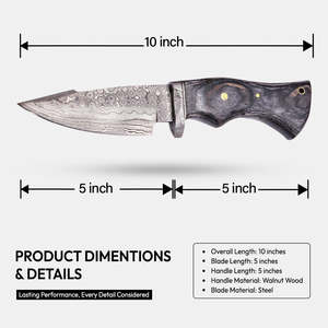 Cuchillo de Caza Personalizado Hecho a Mano de Acero Inoxidable de Grado Industrial para Acampar y Cazar, con Funda de Cuero, Mini Cuchillo para Desollar - Product Image 2