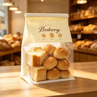 Sacs d'emballage personnalisés pour pain de boulangerie en papier kraft avec fenêtre en plastique, sacs à pain grillé en papier, sacs à pain pour livraison alimentaire