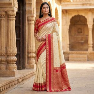 Sari Tradicional Indio de Seda Banarasi con Trabajo de Tejido Zari para Bodas y Eventos Festivos, Atuendo para Mujer - Product Image 1