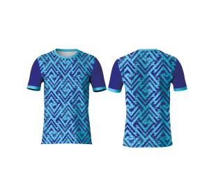 เสื้อยืดเจอร์ซีย์ลายทางพิมพ์ลายด้านหน้าแบบสั่งทำขายส่ง โพลีเอสเตอร์ 100% น้ำหนักเบา ระบายอากาศได้ดี เป็นมิตรกับสิ่งแวดล้อม แห้งเร็ว แขนสั้น - Product Image 1