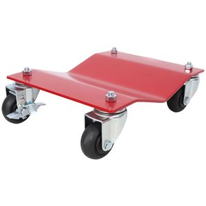 Set di 4 Carrelli Professionali in Acciaio per Veicoli, Capacità 2500 libbre, Carrelli per Ruote Auto Resistenti con Freni, ROSSI - per Traslochi e Pneumatici - Product Image 5