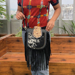 2025 nouveau personnalisé bohème mode usiné à la main en cuir frange épaule sac à bandoulière véritable cuir de vachette sac à main pour les femmes - Product Image 4