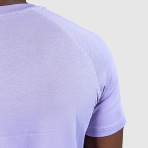 Camiseta de Algodón Morado Sólido de la Mejor Calidad para Hombre, Corte Regular, Cuello Redondo, Manga Corta, Informal, Tejido de Punto, Transpirable, Lisa - Product Image 5