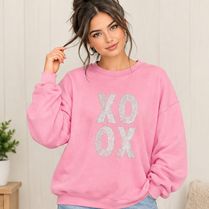 Sudadera azul de cuello redondo para mujer con purpurina, venta al por mayor, sudadera holgada de manga larga con estampado gráfico, ropa de fábrica - Product Image 2